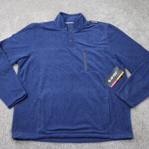 Hi-Tec Thermo Sweatshirt Men 2XL XXL Blue Waffle Knit High Neck Dri-Tec Pullover